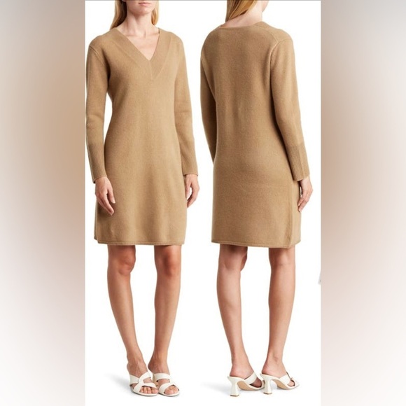 Vince Wool & Cashmere Sweater Dress Sand Shell Size XL NEW - Picture 6 of 14